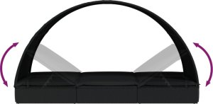 vidaXL vidaXL 2-os. leżak z półokrągłym daszkiem, czarny, 211x112x140 cm 10