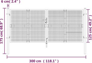 vidaXL vidaXL Brama ogrodowa z siatki, antracytowa, 300x175 cm 7