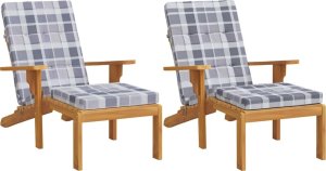 vidaXL Poduszki na leżaki, 2 szt., szara krata, tkanina Oxford 3