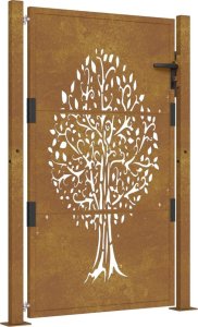 vidaXL vidaXL Furtka ogrodowa, 105x130 cm, stal kortenowska, motyw drzewa 2