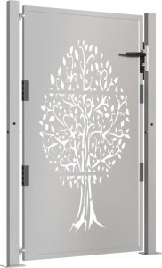 vidaXL vidaXL Furtka ogrodowa, 105x130 cm, stal kortenowska, motyw drzewa 3