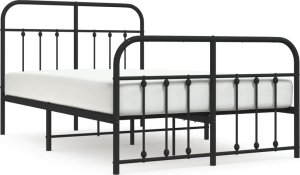 vidaXL vidaXL Metalowa rama łóżka z wezgłowiem i zanóżkiem, czarna, 120x200cm 2