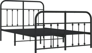 vidaXL vidaXL Metalowa rama łóżka z wezgłowiem i zanóżkiem, czarna, 120x200cm 3