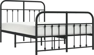 vidaXL vidaXL Metalowa rama łóżka z wezgłowiem i zanóżkiem, czarna, 120x200cm 5