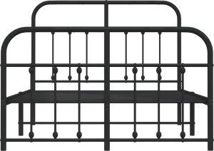 vidaXL vidaXL Metalowa rama łóżka z wezgłowiem i zanóżkiem, czarna, 120x200cm 6