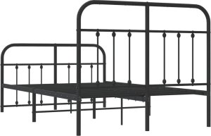 vidaXL vidaXL Metalowa rama łóżka z wezgłowiem i zanóżkiem, czarna, 120x200cm 8