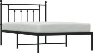 vidaXL vidaXL Metalowa rama łóżka z wezgłowiem, czarna, 107x203 cm 4