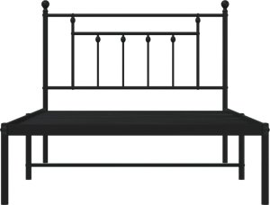 vidaXL vidaXL Metalowa rama łóżka z wezgłowiem, czarna, 107x203 cm 5
