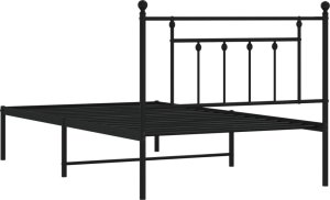 vidaXL vidaXL Metalowa rama łóżka z wezgłowiem, czarna, 107x203 cm 7