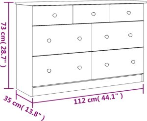 vidaXL vidaXL Komoda ALTA, 112x35x73 cm, drewno sosnowe 9