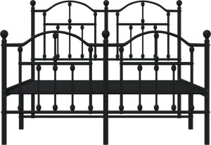 vidaXL vidaXL Metalowa rama łóżka z wezgłowiem i zanóżkiem, czarna, 120x200cm 5