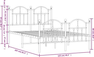 vidaXL vidaXL Metalowa rama łóżka z wezgłowiem i zanóżkiem, czarna, 120x200cm 9