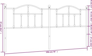 vidaXL vidaXL Metalowe wezgłowie, czarne, 193 cm 6