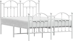 vidaXL vidaXL Metalowa rama łóżka z wezgłowiem i zanóżkiem, biała, 120x200 cm 3