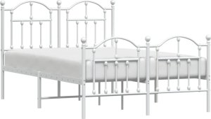 vidaXL vidaXL Metalowa rama łóżka z wezgłowiem i zanóżkiem, biała, 120x200 cm 4
