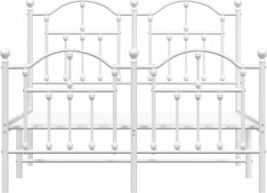 vidaXL vidaXL Metalowa rama łóżka z wezgłowiem i zanóżkiem, biała, 120x200 cm 5