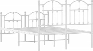 vidaXL vidaXL Metalowa rama łóżka z wezgłowiem i zanóżkiem, biała, 120x200 cm 7
