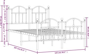 vidaXL vidaXL Metalowa rama łóżka z wezgłowiem i zanóżkiem, biała, 120x200 cm 9
