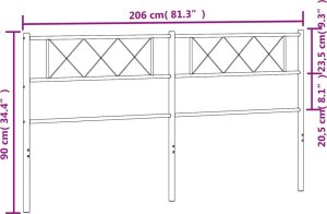 vidaXL vidaXL Metalowe wezgłowie, czarne, 200 cm 7