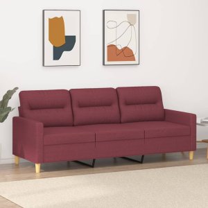 vidaXL vidaXL Sofa 3-osobowa, winna czerwień, 180 cm,tapicerowana tkaniną 1