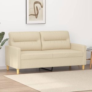 vidaXL vidaXL 2-osobowa sofa, kremowa, 140 cm, tapicerowana tkaniną 1