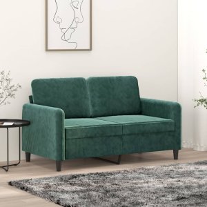 vidaXL vidaXL Sofa 2-osobowa, ciemnozielona, 120 cm, tapicerowana aksamitem 1