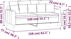 vidaXL vidaXL Sofa 2-osobowa, ciemnozielona, 140 cm, tapicerowana aksamitem 8