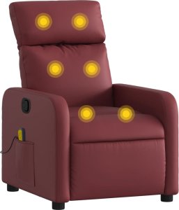vidaXL Rozkładany fotel masujący, winna czerwień, obity sztuczną skórą 2