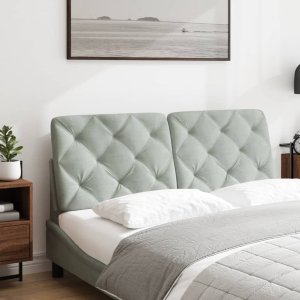 vidaXL vidaXL Poduszka na wezgłowie, jasnoszara, 140 cm, aksamitna 3