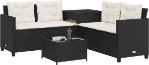 vidaXL vidaXL Narożnik ogrodowy z poduszkami i stolikiem, rattan PE, czarny 3