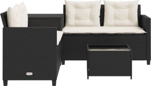 vidaXL vidaXL Narożnik ogrodowy z poduszkami i stolikiem, rattan PE, czarny 5