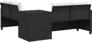 vidaXL vidaXL Narożnik ogrodowy z poduszkami i stolikiem, rattan PE, czarny 6