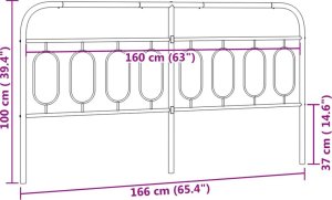 vidaXL vidaXL Metalowe wezgłowie, czarne, 160 cm 6