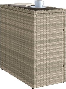 vidaXL vidaXL Stolik ogrodowy ze szklanym blatem, jasnoszary, 58x27,5x55 cm 4