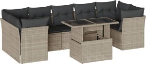 vidaXL 8-cz. zestaw mebli ogrodowych, poduszki, jasnoszary polirattan 2
