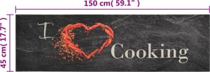 vidaXL vidaXL Dywanik kuchenny, wzór z napisem Cooking, czarny, 45x150 cm 5