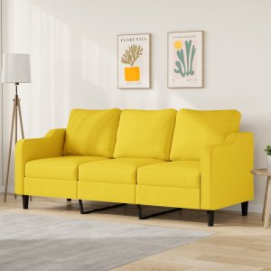 vidaXL vidaXL Sofa 3-osobowa, jasnożółta, 180 cm, tapicerowana tkaniną 1