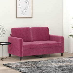 vidaXL vidaXL Sofa 2-osobowa, winna czerwień, 120 cm, tapicerowana aksamitem 1