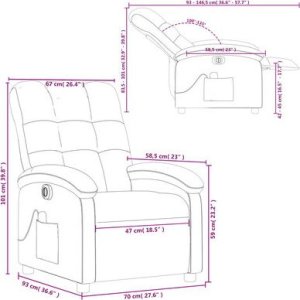 vidaXL vidaXL Rozkładany fotel masujący, elektryczny, ciemny brąz, tkanina 15
