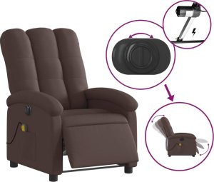 vidaXL vidaXL Rozkładany fotel masujący, elektryczny, ciemny brąz, tkanina 6