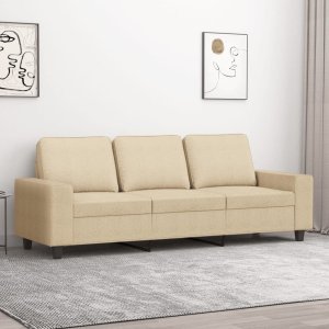 vidaXL vidaXL 3-osobowa sofa, kremowa, 180 cm, tapicerowana tkaniną 1