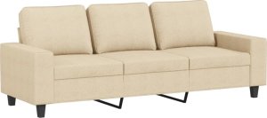 vidaXL vidaXL 3-osobowa sofa, kremowa, 180 cm, tapicerowana tkaniną 2