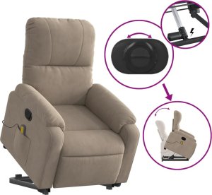 vidaXL vidaXL Podnoszony fotel masujący, rozkładany, taupe, mikrofibra 5