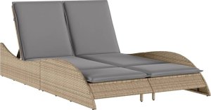 vidaXL Leżanka z poduszkami, beżowa, 114x205x73 cm, polirattan 2