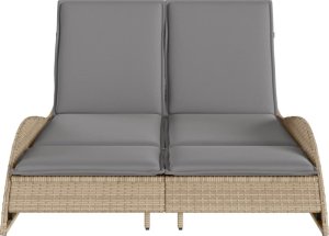 vidaXL Leżanka z poduszkami, beżowa, 114x205x73 cm, polirattan 4