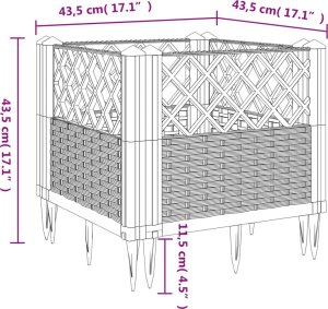 vidaXL vidaXL Donica ogrodowa na kołkach, czarna, 43,5x43,5x43,5 cm, PP 8
