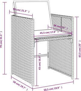 vidaXL 15-cz. zestaw mebli ogrodowych z poduszkami, beżowy, rattan PE 9