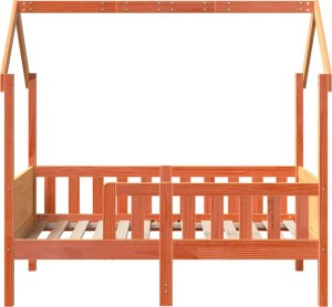 vidaXL Rama łóżka dziecięcego z domkiem, woskowy brąz, 70x140 cm 4