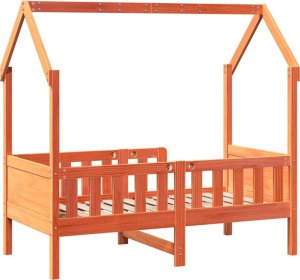 vidaXL Rama łóżka dziecięcego z domkiem, woskowy brąz, 70x140 cm 6