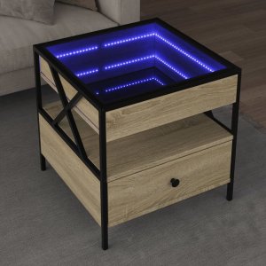 vidaXL vidaXL Stolik kawowy z LED Infinity, dąb sonoma, 50x50x51 cm 1